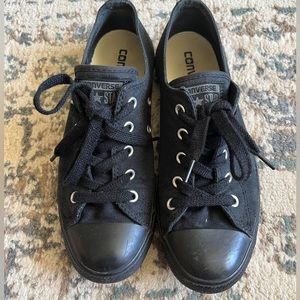 All Black Low Top Converse. Size 7